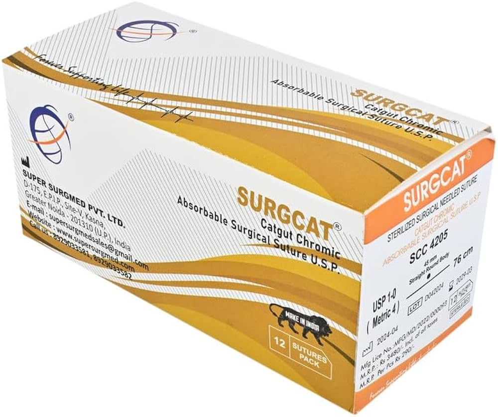 CHROMIC CATGUT 1 (SURGICAL SUTURE) 12'S