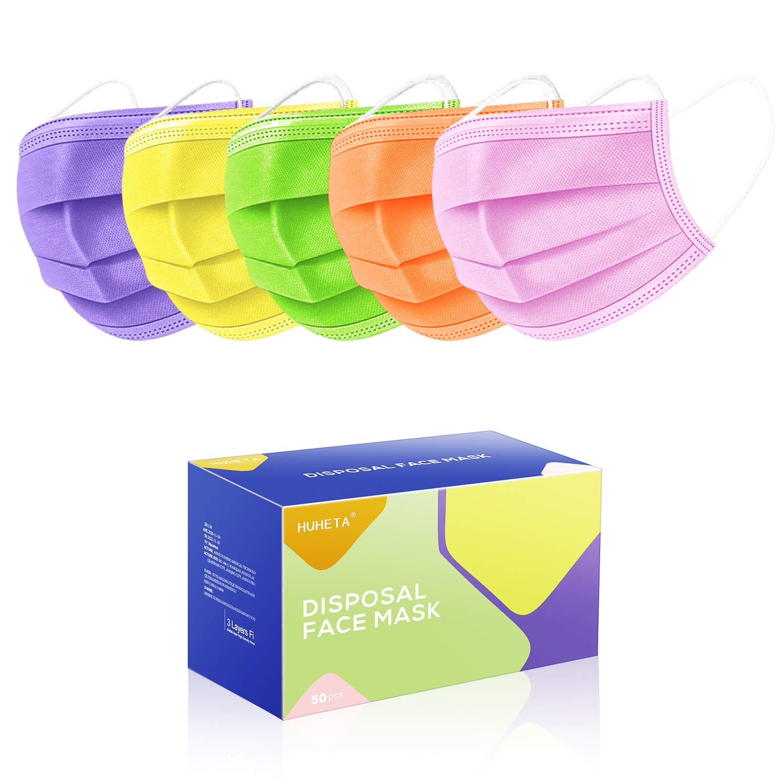 Disposable Face Masks, Face Masks of 50 Pack Disposable Mask, Protective Safety Dust Pollen Haze proof 3 Ply Masks