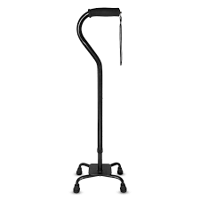 Quad Cane /Small Base Black, Foam Rubber Grip , 4-Prong (walking Stick)